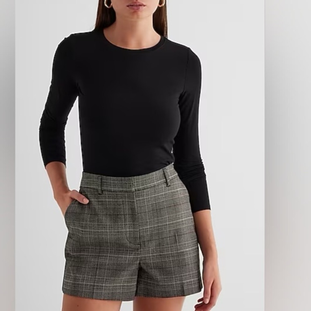 Express Plaid Editor Shorts 0